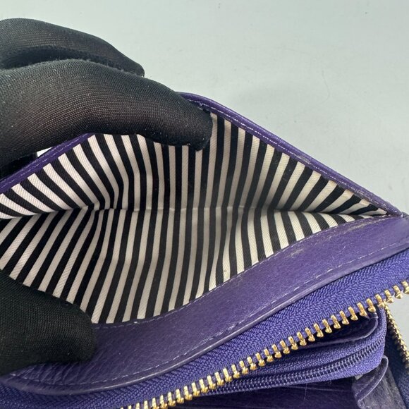 Kate Spade Lacey Cobble Hill Dark Violet Leather Zip Clutch Wallet (Ret$198) - Picture 9 of 15
